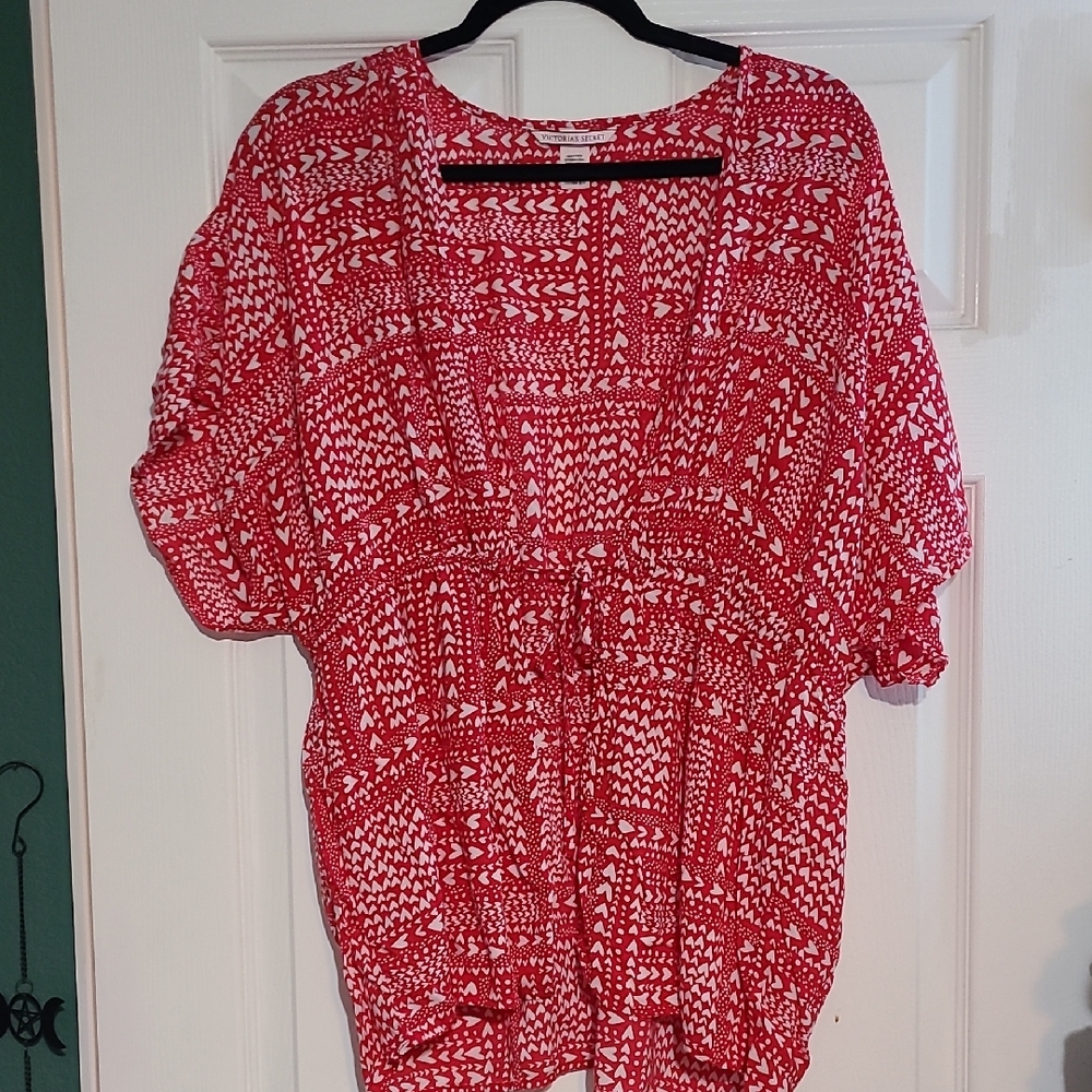 Victoria's Secret Red Patterned Blouse